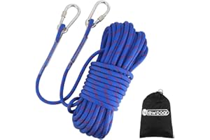 NewDoar 18KN Corde d'escalade Statique 10 mm (3/8 po) Cordon Accessoire Équipement 10m, 20m, 30m, 50m Corde d'évacuation Équipement d'escalade sur Glace Corde de Sauvetage Incendie-Bleu/10 m