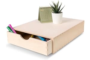 Creative Deco Mini Cassettiera in Legno | 1 Cassetto | 32.2 x 25.8 x 7.4 cm | Scatola Armadio di Stoccaggio | Compensato Non Verniciato | Perfetto per Conservare, Decoupage e Decorazioni