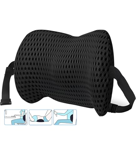 SEABABOO Cojín Lumbar Support Back 1 Pieza Cojin Lumbar Coche Soporte De Espalda Cojin Lumbar Ergonómico Con Esponja Memoria Almohada Lumbar Para Asientos De Automóvil Silla De Oficina&Ruedas (Negro