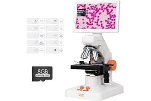 Microscope Enfants Adultes, MatataStudio MT3-5 Microscope Numérique Électronique 1600x avec Écran Tactile 7'' CMOS 8MP Platine 3D Microscopes Biologique Scientifique Professionnel pour École Lab