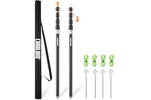 CAMULAND Tent Poles, Heavy Duty Tarp Poles Canopy Poles Aluminum Tent Poles with Non-Slip Cone Bottom, Adjustable Telescoping Tarp Poles