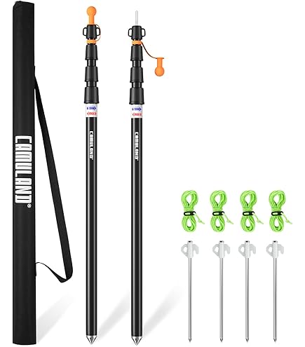 noorsk® 2 tentstokken in verschillende lengtes van 80-240 cm, verstelbare aluminium opstelstangen voor tent, tarp, zonnezeil of zeil, klein