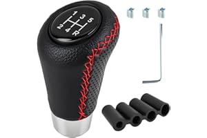 coalwop 5-Speed Car Gear Knob, Selected Leather Material, with 3 Hoses (8mm/10mm/12mm), Suitable for Most Manual and Automatic Cars