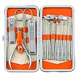 Belle 13 in 1 Professional Nail Care Personal Manicure & Pedicure Set,for Thick Hard Nails, onychomycosis, ingrown Nail, paronychia,Orange,Ship from UK