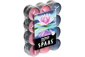 Spaas 24 Bougies chauffe-plats parfumées couleurs assorties, ± 4,5 heures - Fairy Waterlily 0338337.999 D 39 x H 16 mm Gris/Bleu