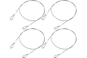 QUARKZMAN 4 Cables de Cordón, 50cmx1.5mm Cable de Acero Inoxidable con Lazos Recubiertos de Vinilo para Conectar Muebles Viajes al Aire Libre, Plata