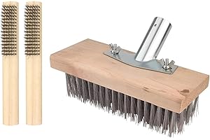 UNPOTEN Drahtbesen, Edelstahl Unkraut-Bürste, 20cm Stahldrahtbesen, Unkraut Entferner Gerät, Moos Boden Reinigungsbesen, Stahlbesen Stahlbürste Reinigungswerkzeug (Nur Bürstenkopf, Kein Griff)