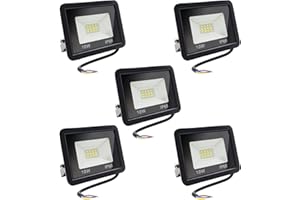 MOLVCE Projecteur Exterieur led 10W 5 Pièces, Spot led Extérieur IP66 Etanche Eclairage de Sécurité avec 25cm câble, 850LM Super lumineux Lumières d'inondation pour Jardin Patio Garage, Blanc Froid 6500K