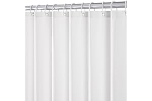 MIULEE Tenda da doccia in lino 120x200 cm Bianco, tende da doccia impermeabili in poliestere di lusso per hotel, tenda da bagno in tessuto lavabile antimuffa con 8 anelli
