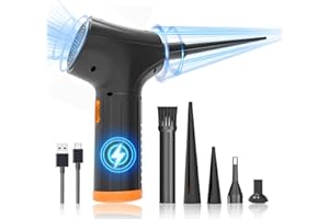JESWO Compressed Air Duster, 110000RPM Electric Air Duster with 3-Gear Speed, Rechargeable 6000mAH, Cordless Air Blower for Computer, Keyboard, Office, Car Cleaning
