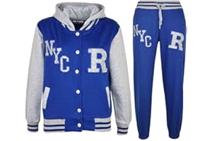 A2Z 4 Kids Unisex Girls Boys Baseball Tracksuit R Fashion Fox and NYC Hoodie with Joggers B.B Contrast Jacket Varsity Style Coat Long Sleeves Sweatpants Sports Activewear Set Childrens Age 2-13 Years