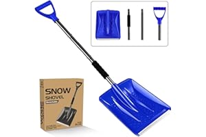 UMUACCAN Blue Snow Shovel, New Blue Winter Snow Removal Tool, Detachable Three-Part Adjustable Long Handle, Large Capacity Lightweight Portable Sport Utility Aluminum Camping Shovel for Driveway Car