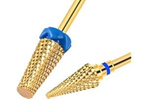 CGBE 2PCS Nail Drill Bits, Tungsten Steel Gold Drill Bit with Medium Gravel , Professional 3/32" Electric Nail Drill, Nail Cutter Bits for Manicure Pedicure, Cone + Pointed Cone Shape