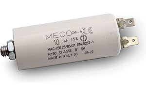 EMPYR Condensateur à cosses 10 uF universel - Condensateur permanent pour appareils électriques - 450 V - Dimensions 30X67 vis M8 écrou et cosses - Adapté aux appareils ménagers - Fabrication européenne