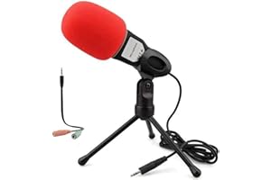 Wallfire Professionelles Kondensatormikrofon, Computermikrofon, omnidirektionales 3,5-mm-Plug-and-Play-Mikrofon mit Desktop-Ständer für Spiele, YouTube-Videos und Aufnahmen-Podcast