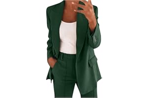 COO2SOT Completo Estivo da Donna 2 Pezzi Risvolto, Completo da Ufficio, a Maniche Lunghe, con Bottoni, Giacca Formale, Completo di Pantaloni Giacca Abbigliamento per Business e Matrimoni