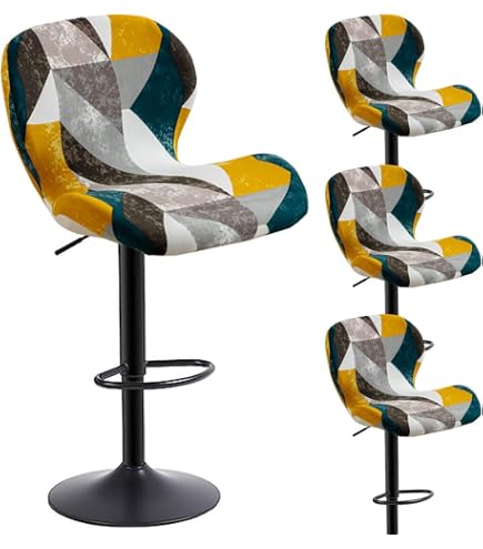Housses De Tabouret De Bar Extensibles Avec Dossier - Lot De 2/4/6 - Motif Floral | Protection Et Décoration Cuisine/Salle à Manger