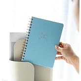 PAPERORA A5 Spiralli Sert Kapak Keten &Ccedil;izgili Tarihsiz Not Defteri Mavi