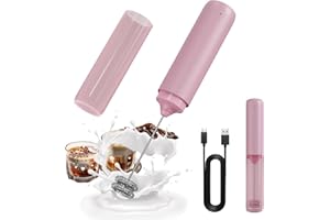 CIRCLE JOY Espumador de Leche Recargable Hanheld, Espumador de Café Eléctrico, Espumador de Mano Portátil, Mezclador de Bebidas para Matcha Lattes Capuchino, Regalos de Cocina, Rosa