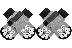 KOOLTAIL Dog Socks Anti-Slip Dog Paw Protector Dog Boots 2 Pairs Adjustable Dog Socks for Pet Indoor & Outdoor Walking