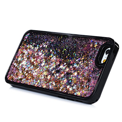 iPhone 6S Case, iPhone 6 TPU Case KASOS Black Glitter Bling Sparkle Hard Bottom PC + Flexible Soft TPU Bumper Cover Quicksand Design [Ultra Slim Thin] [All Around Protection] [Perfect Fit] Protective Case Cover for iPhone 6S, iPhone 6 (4.7inch)