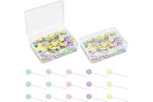 PEALOVCOM 400 Piezas Alfileres de Costura Alfileres de Coser con Cabeza de Botón de Colores Alfileres para Coser a Máquina con Caja de Almacenamiento de Plástico