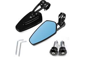 AULESSE Rétroviseurs de Moto,Universel 7/8" 22mm Retroviseur Embout de Guidon,Aluminium Anti-Glare Rétroviseur Moto Latéraux Miroirs Arrière pour Moto Suzuki Kawasaki (Bleu Miroir)