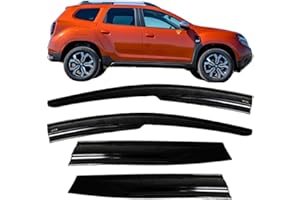 PINOCHUKKA Kompatibel mit Dacia Duster II [2018–2022] Windabweiser, Regen-, Sonne-, Rauch-, Insektenschutz, Windabweiser, vorne und hinten, 4 Stück (links + rechts)