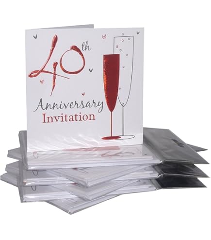 D&L Designs Ltd Personalised Ruby Wedding 40th Anniversary Invitations (Design Code: RWA 024) (Pack Of 60