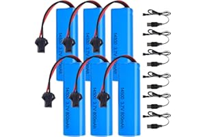 Batteria Ricaricabile 3.7v 14500, Afenau 6 pezzi Batteria Ricaricabile 14500 800mah 3.7v Li-ion con 6 caricabatterie USB SM-2P Plug, Batteria Ricaricabile 3.7v 800mah per Auto RC, Carri Armati, Robot