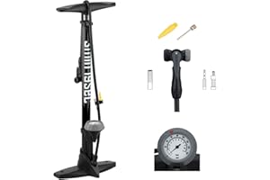 3min19sec Pompa per bici - Pompa di qualità adatta a qualsiasi tipo di valvola - Pompa professionale da pavimento con manometro, per bici da corsa, MTB, e-bike, bici da trekking e molte altre