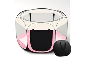 Floving Parc Portable Pliable pour Animaux de Compagnie, Cage pour Chat, pour intérieur et extérieur, Tente pour Animaux de Compagnie et Chiot (Rose, L)