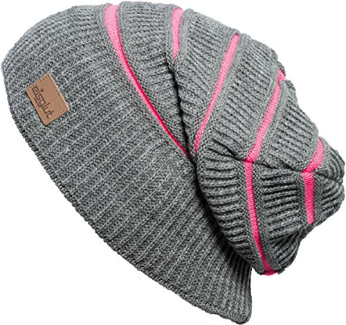 Preisvergleich Produktbild eisglut Mütze Wintermütze Strickmütze Beanie MOJO grau meliert-neonpink