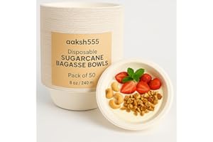 Aaksh 555 | Pack of 50 | Strong Disposable Bowls 8oz/240ml, Ecofriendly [4.5 x 1.77 inches ] Strong Paper Bowls for Hot & Cold Foods, Soup, Desserts, Salads, Microwave Safe