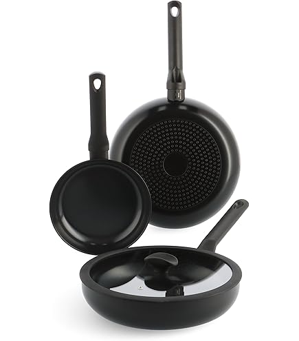 BK Rose pannenset van roestvrij staal, 3-delig, 20/24/28 cm, handvat roségoud, 3-laags, inductie, niet gecoat, oven op 230 °C, vaatwasser, roestvrij staal 18/10, zilver