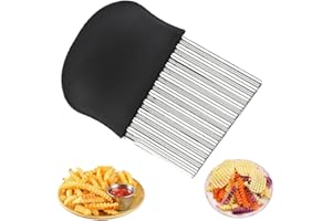 BESSIKON® Coltello per Patatine Fritte,affettaverdure in Acciaio Inossidabile,Cutter Ondulato per Patatine Fritte Insalata di Frutta e Verdura,Cutter per Patate,per Bambini con Coltello Ondulato