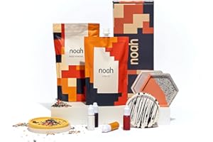 NOAH'S BOX noah Jesmonite & Terrazzo Craft Kit - Complete DIY Set - Casting Kit for Beginners - Great Gift Idea (Hexagon & Round Coaster Moulds/Primary Colours)