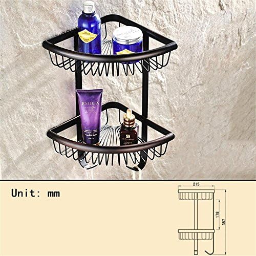 Jack Mall All copper bathroom shower bath tripod triangle basket Bathroom stand(black) ( Color : Double )