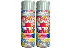 Classic Signature - 2 x Glitter Silver Spray Paint 200ml Dazzling Effect to Your Hobby Craft & Art Work