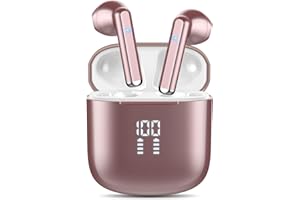 OYIB Wireless Earbuds, Mini Bluetooth 5.3 Headphones HiFi Stereo, Wireless Earphones with ENC Noise Cancelling Mic, Touch Control, Type-C Charging, in Ear Wireless Headphones Rose Gold
