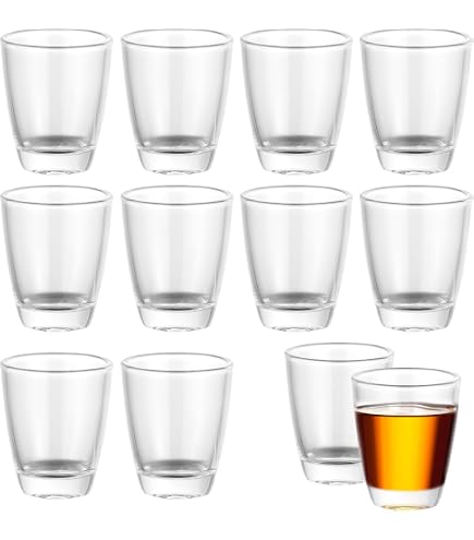 SIXBY Lot De 12 Verres Shooter - 4cl - Verre Épais Transparent - Lavable Lave-vaisselle - Pour Bar, Maison