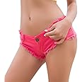 LIRUIJ Sexy Cut Off Low Waist Denim Jeans Shorts Night club Mini Hot Pants women(,-rose-red,L)