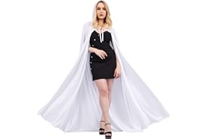 Chitomars Capa con Capucha, Tamaño Grande Halloween Capa Disfraz Mujer Terciopelo Cosplay Capa de Vampiro o Bruja Halloween Carnaval Mascarada Fiesta Adulto Disfraces Blanco