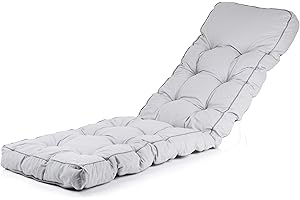 Alfresia Sun Lounger Replacement Cushion – Garden Sun Lounger Cushion, Classic Style, Tightly Packed Crumb Foam Filling, Use Chairs and Outdoor Furniture (Grey)