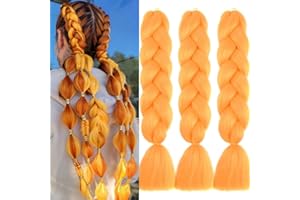 JOOCEEBABY Pelo Para Trenzas Africanas 24" 3 Piezas/Lote Naranja Color for Mujer Para Trenzas Pelo Sintetico Postizo Para Trenzas for Los NiñOs NiñA Orange Colors Braiding Hair Extensiones Trenzas