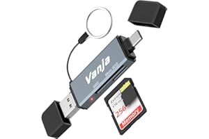 Vanja SD Card Reader, Type C/USB/Micro USB SD Card Reader Adapter for Mac, Macbook, iPhone 15, Camera, Android Phone, PC, Laptop, Computer, Memory Card Reader Support Micro SD/SDHC/SDXC/MMC
