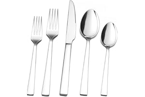 Herogo Set di posate da 60 pezzi, set di posate da 12 persone, in acciaio inox lucidato, posate da tavola argentate con forchetta, cucchiaio, set per famiglia/festa/hotel, antiruggine