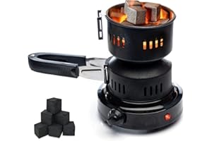 WISH BEAUTY,THE ROYAL ELEGANCE Shisha Electric Charcoal Burner Black Hot Plate - UK PLUG - Suitable For Shisha, Hookah, Coconut Coal, Tea Coffee Heater Electric Mini Stove Hot
