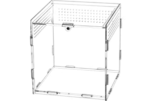 QWORK® Terrarium Acrylique, boîte d'alimentation d'insectes, 15 × 15 × 15 cm pour mante Religieuse, araignées, lézards, escargots