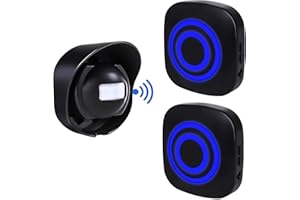 HommyFine Motion Sensor Alarm Detector, Wireless Visitor Door Entry Chime Alart with PIR Motion Sensor Detector and Plug-in Receiver for Business Home Office or Shop